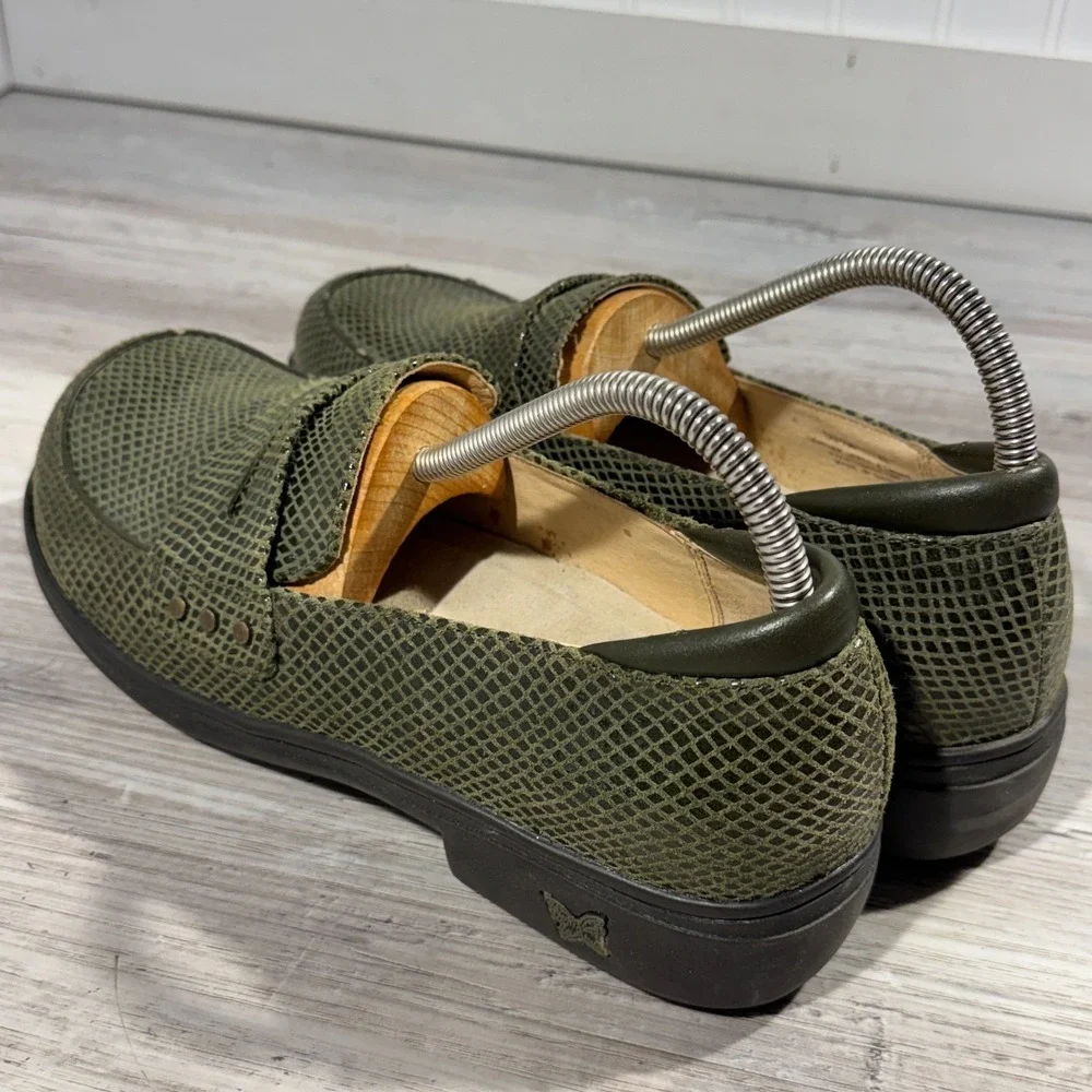 Alegria Taylor‎ Pro Olive Gloss Snake Penny Loafers Women's EU 42